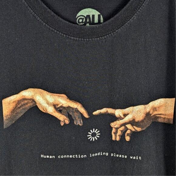 @All XL T-Shirt Men Black Human Connection Loading Please Wait Meme Graphic Tee - Picture 2 of 5